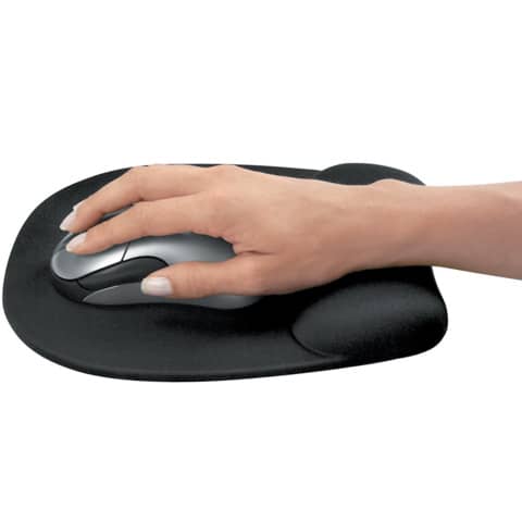Tappetino mouse con poggiapolsi FELLOWES Memory nero 27,6x23,2x3,2 cm- 9176501